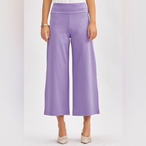 Dear Scarlett Lavender Wide-Leg High-Rise Cropped Trousers Large